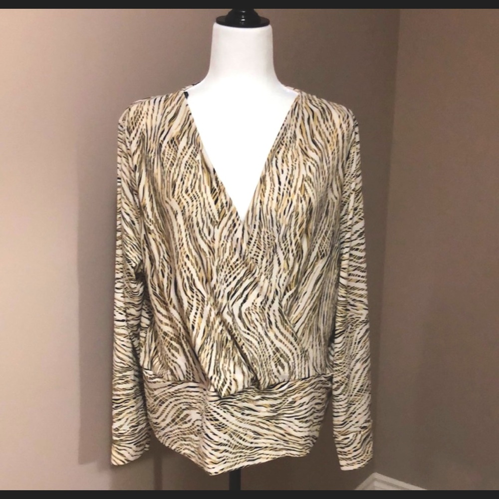 H&M Faux Wrap Animal Print Blouse